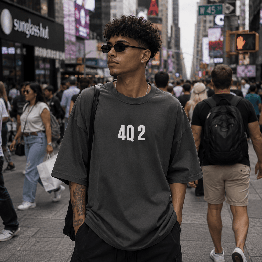 4Q 2 Oversized Faded T-Shirt | Premium Heavyweight Streetwear Tee | Brandabubble - Brandabubble