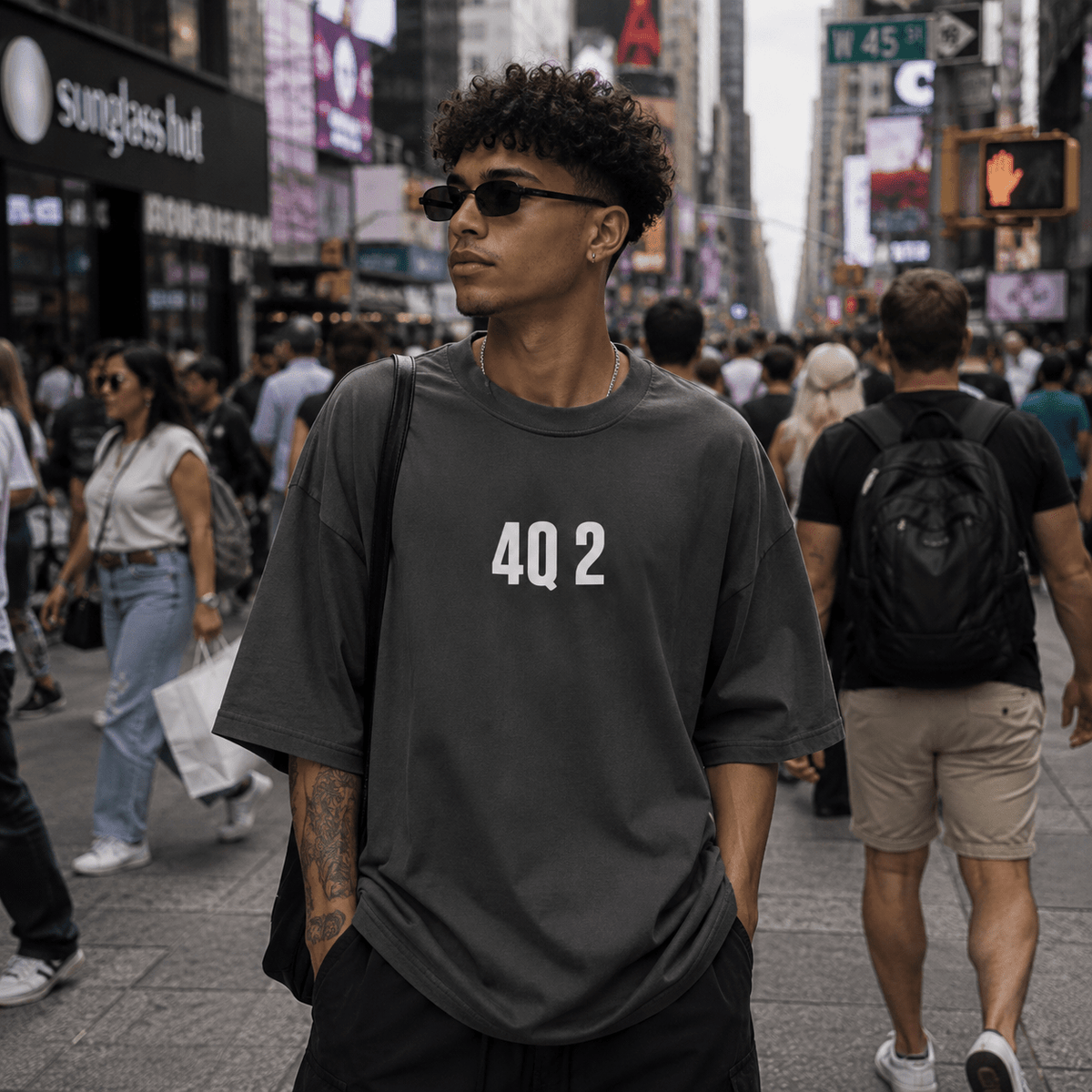 4Q 2 Oversized Faded T-Shirt | Premium Heavyweight Streetwear Tee | Brandabubble - Brandabubble