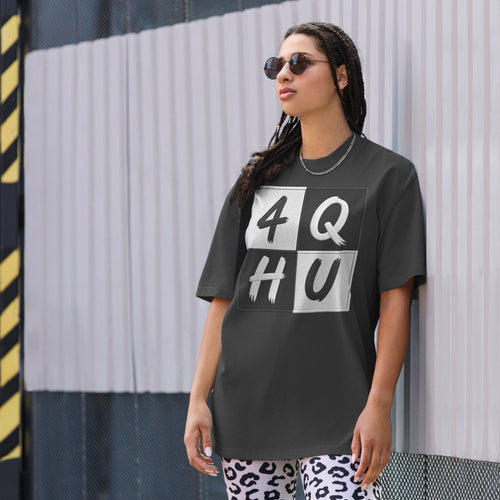4Q HU Premium Oversized Faded T-Shirt | Unisex Statement Streetwear Tee | Brandabubble - Brandabubble