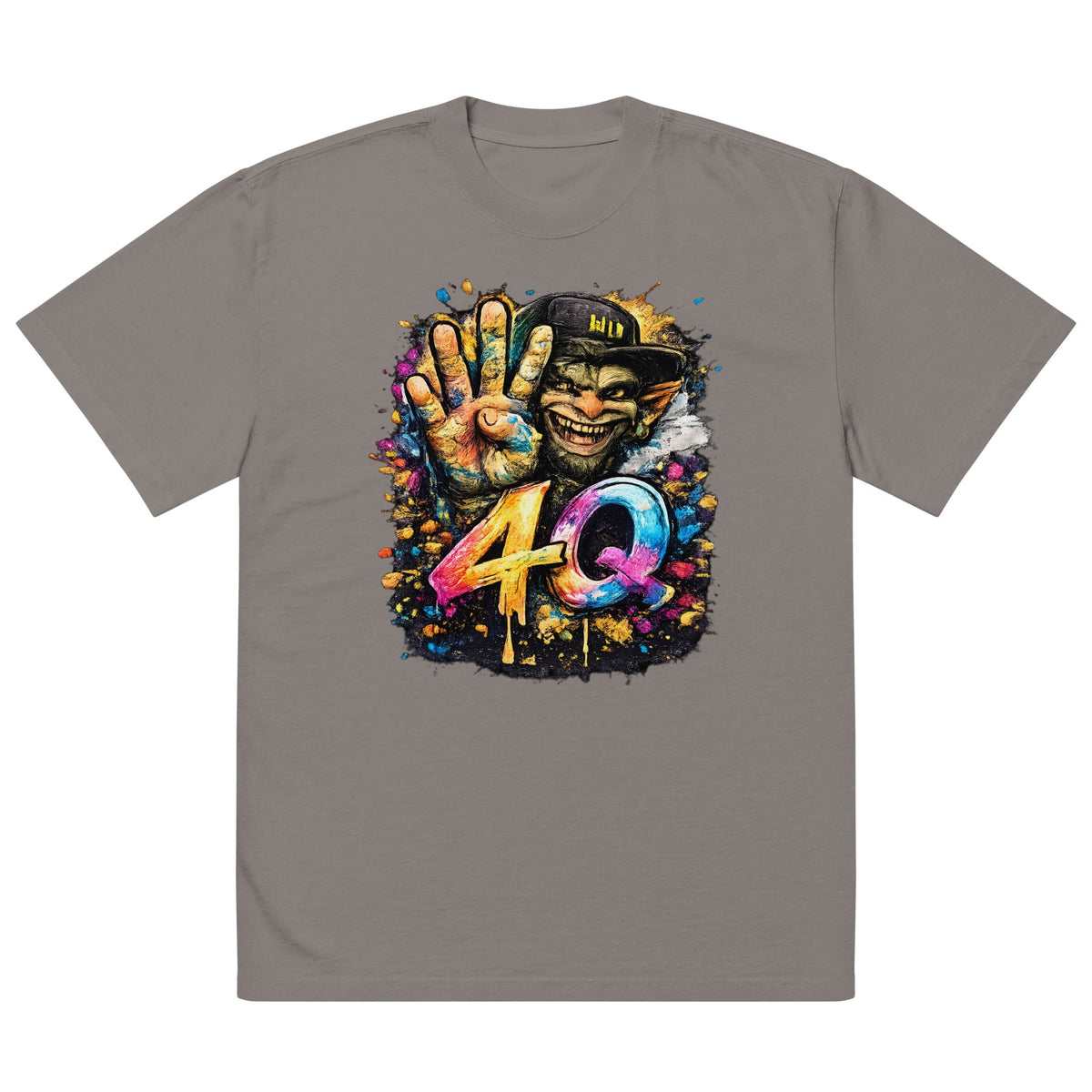 4Q Statement Premium Oversized Faded T-Shirt | Unisex Heavyweight Streetwear Tee | Brandabubble - Brandabubble