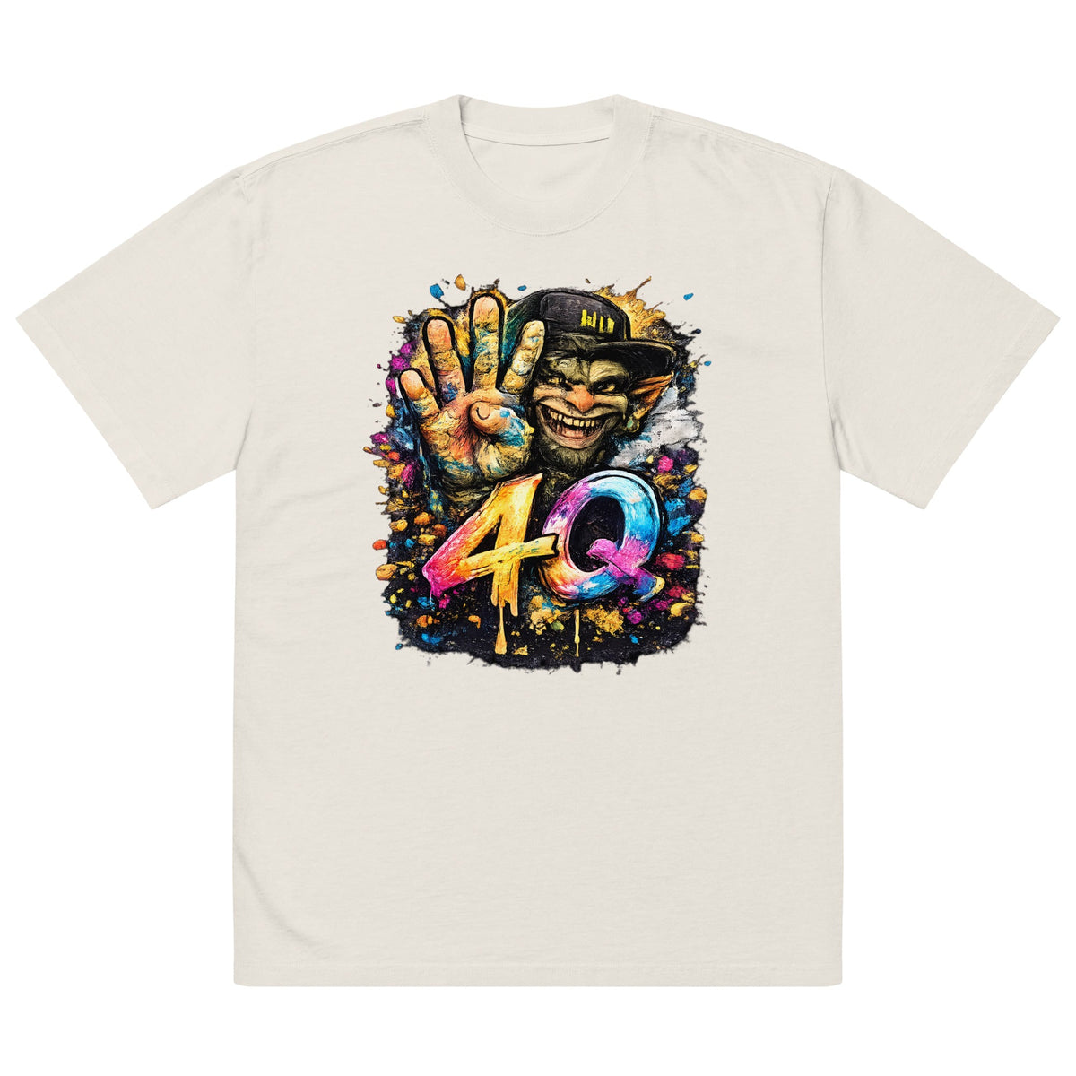 4Q Statement Premium Oversized Faded T-Shirt | Unisex Heavyweight Streetwear Tee | Brandabubble - Brandabubble