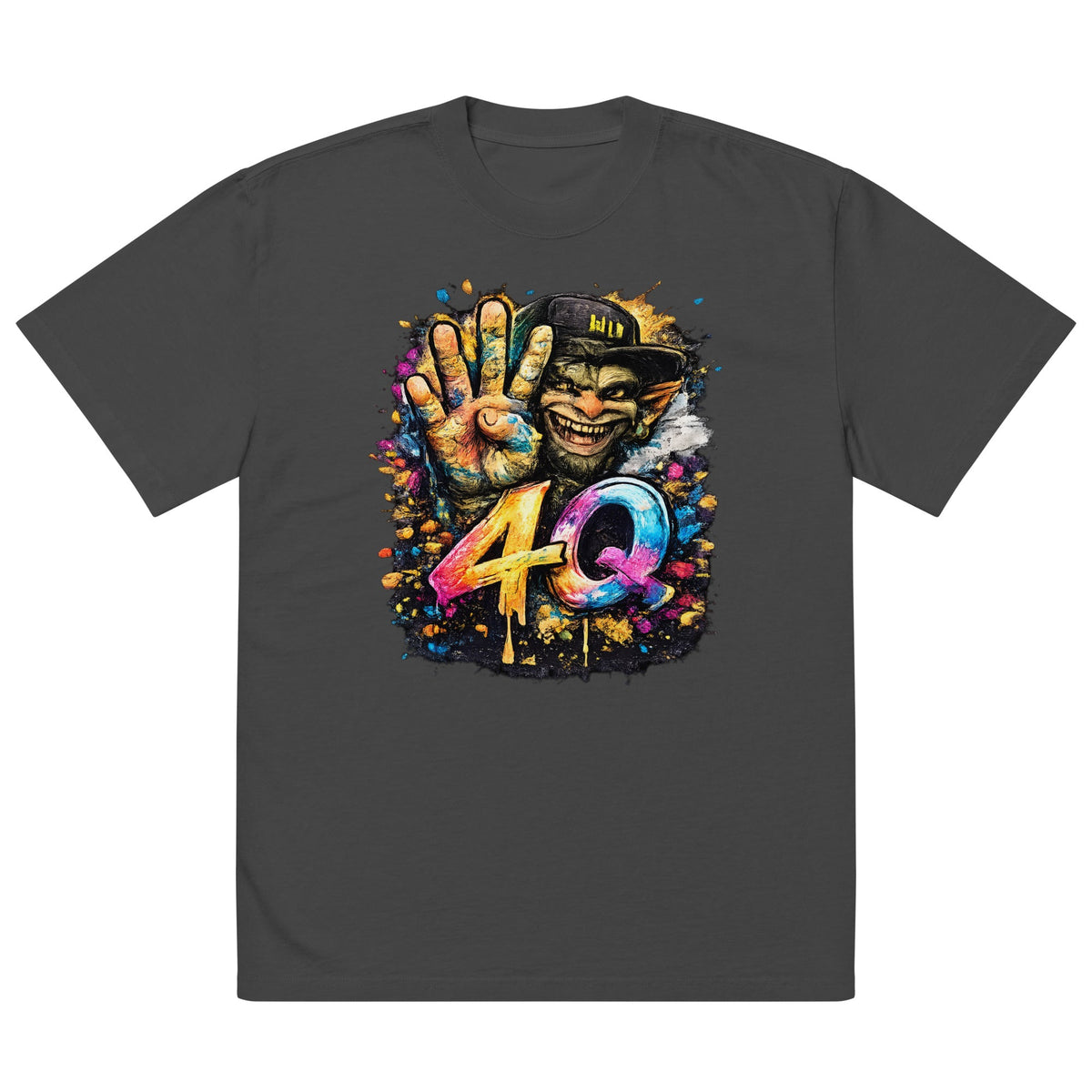 4Q Statement Premium Oversized Faded T-Shirt | Unisex Heavyweight Streetwear Tee | Brandabubble - Brandabubble
