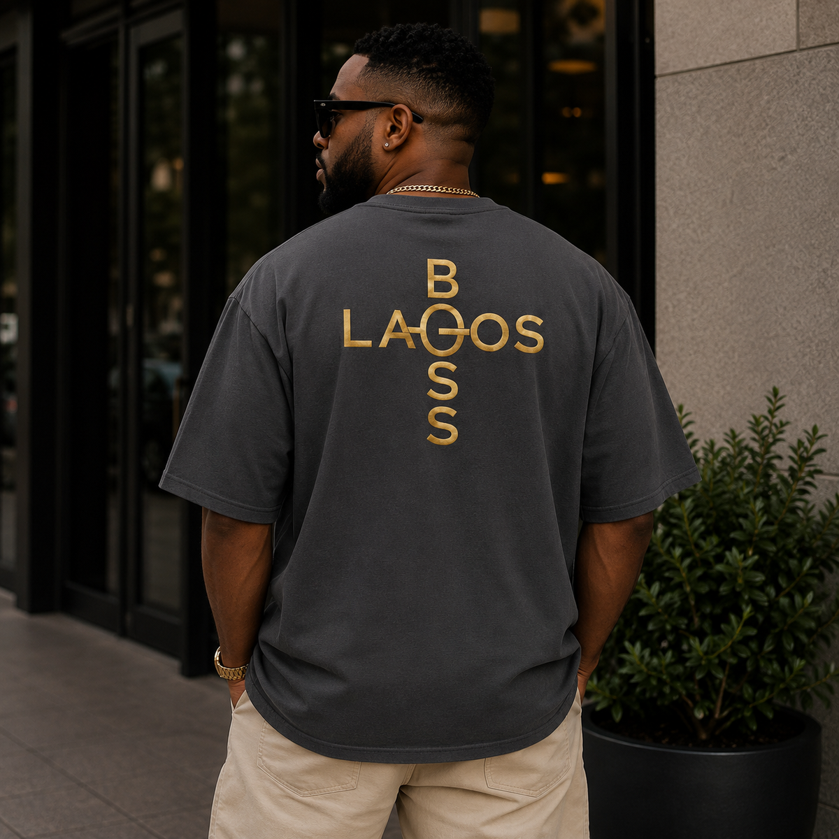 Lagos Boss Premium Men's Oversized Faded T-Shirt | AS Colour 5082 | Limited Edition | Brandabubble
