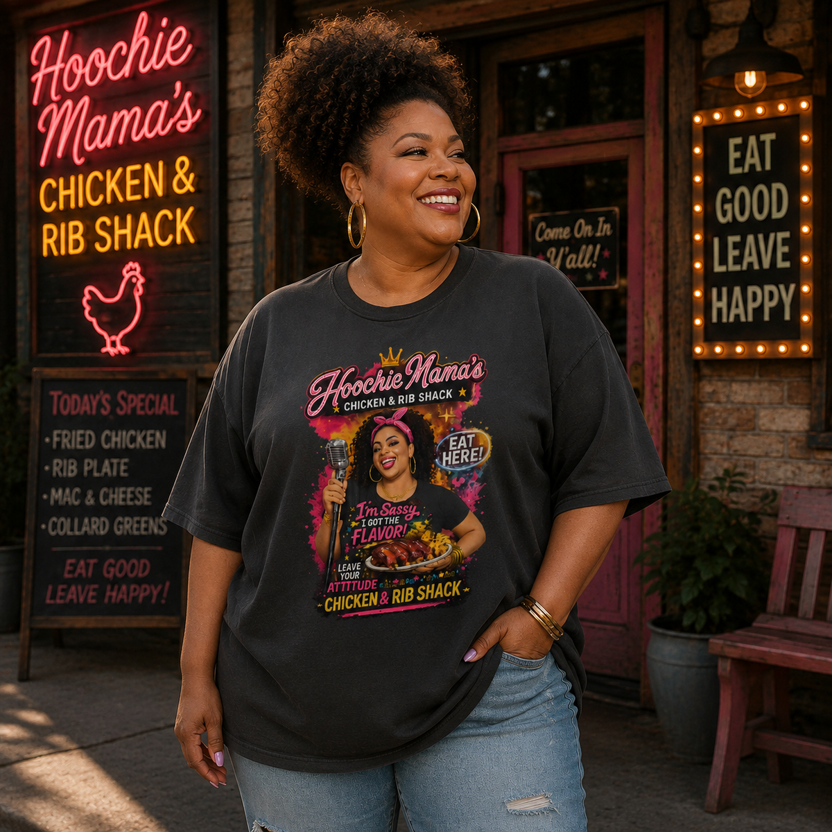 Hoochie Mama's Premium Oversized Faded T-Shirt | 18+ Funny Streetwear Tee | Brandabubble