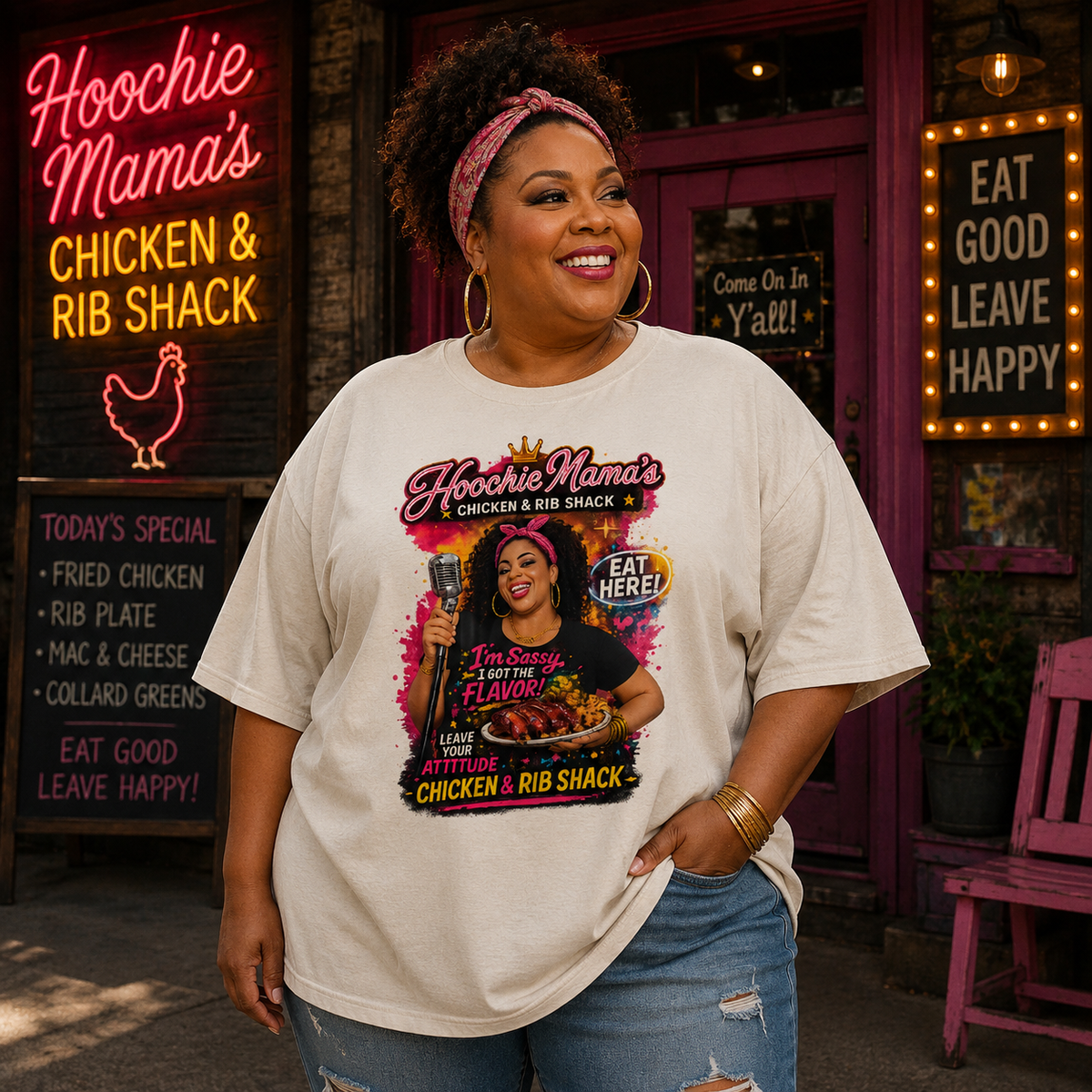 Hoochie Mama's Premium Oversized Faded T-Shirt | 18+ Funny Streetwear Tee | Brandabubble