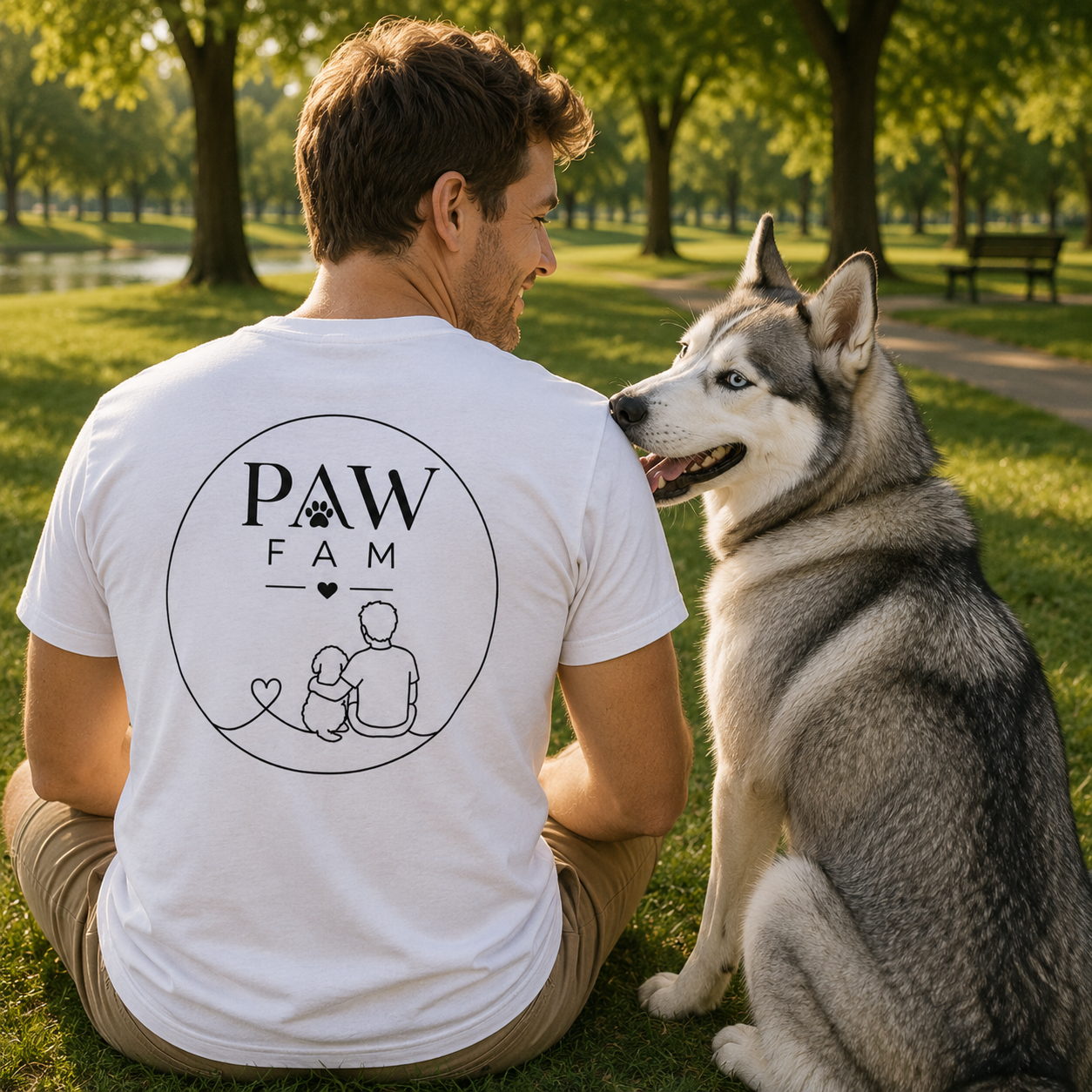 Paw Fam Doodle Premium Heavyweight T-Shirt | Unisex Pet Lover Tee | Brandabubble