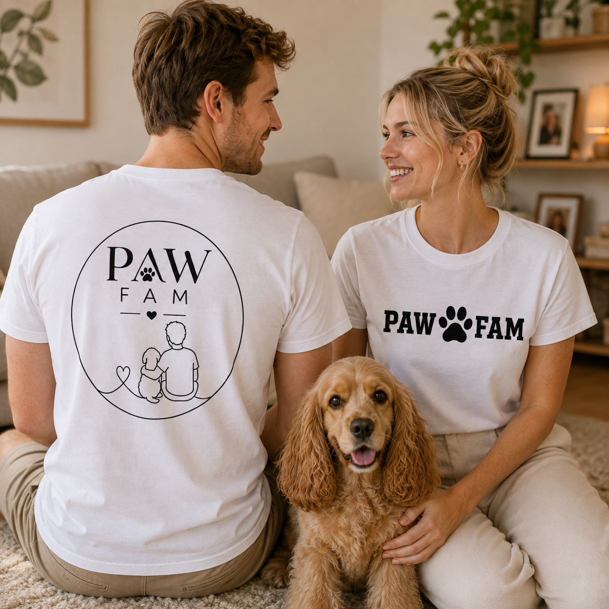 Paw Fam Doodle Premium Heavyweight T-Shirt | Unisex Pet Lover Tee | Brandabubble