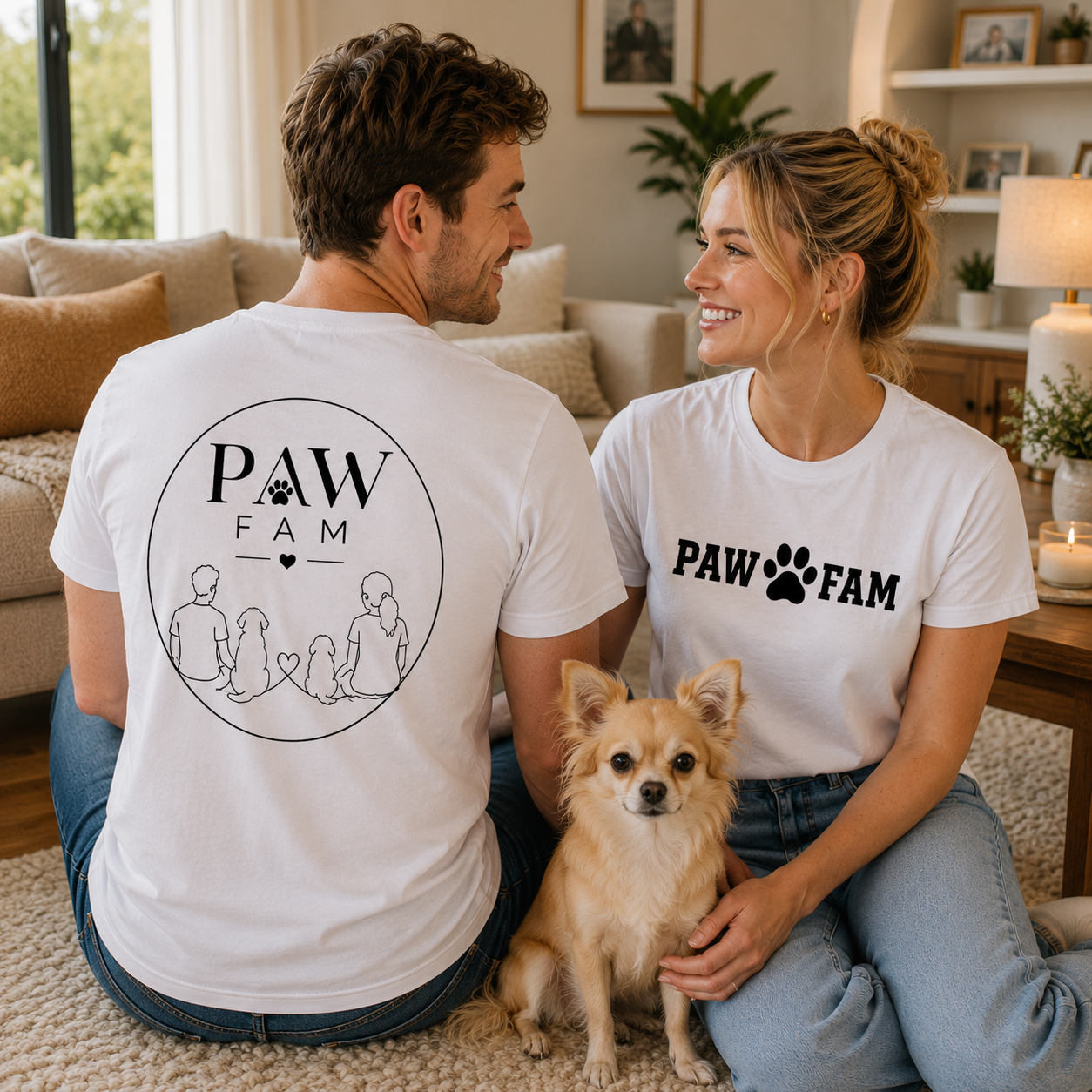 Paw Fam Doodle Premium Heavyweight T-Shirt | Unisex Pet Lover Tee | Brandabubble