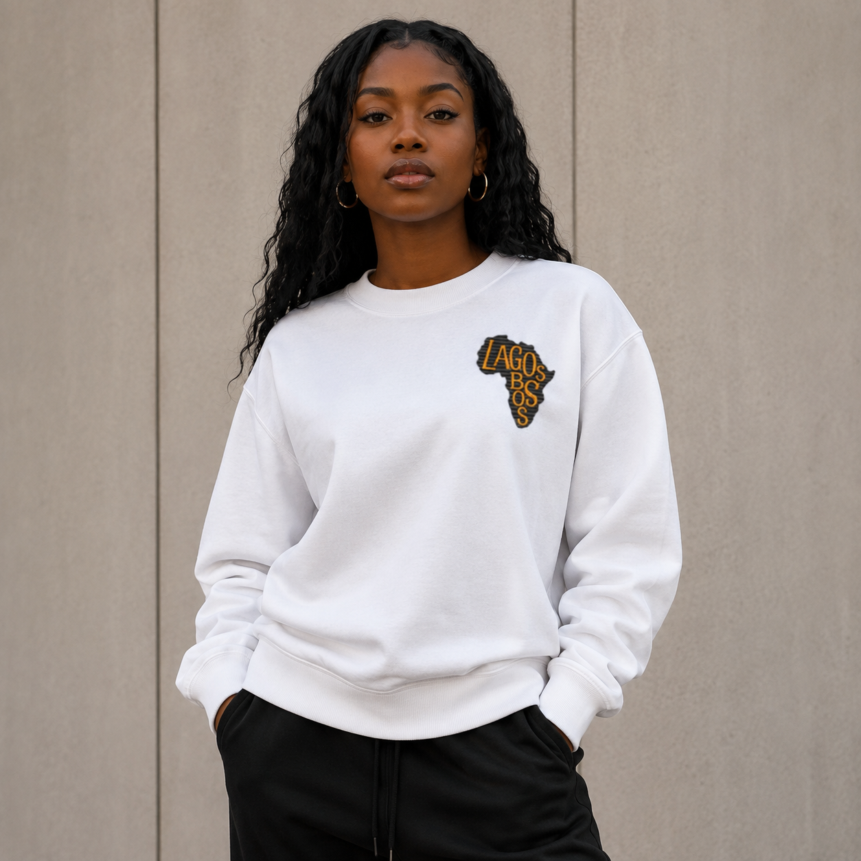 Lagos Boss Premium Organic Sweatshirt | Unisex Embroidered & DTF Streetwear | Brandabubble