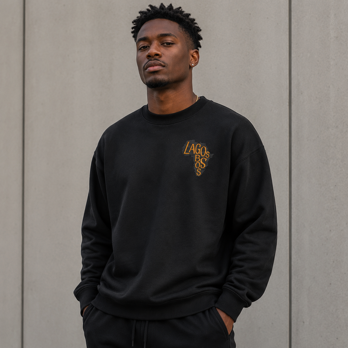 Lagos Boss Premium Organic Sweatshirt | Unisex Embroidered & DTF Streetwear | Brandabubble