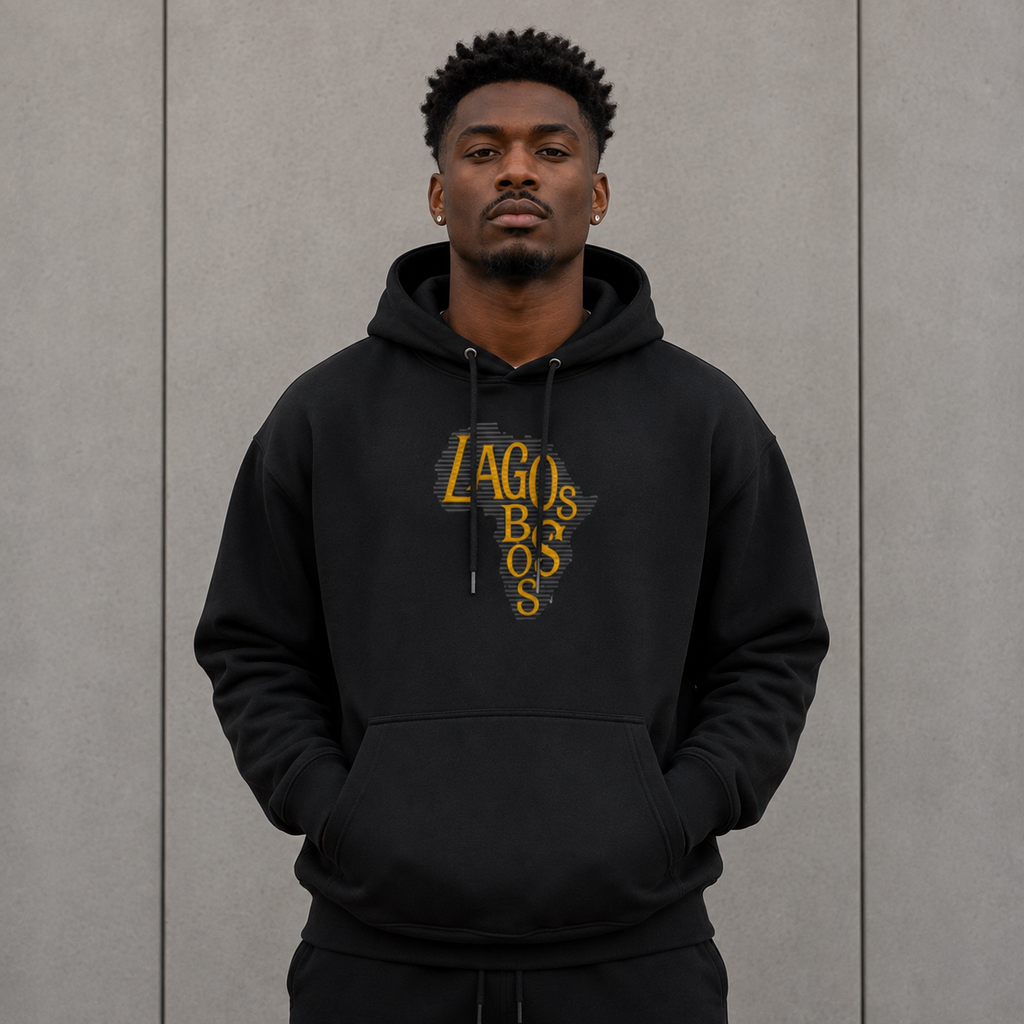 Lagos Boss Premium Organic Hoodie | Embroidered & Back Print Unisex Hoodie | Brandabubble