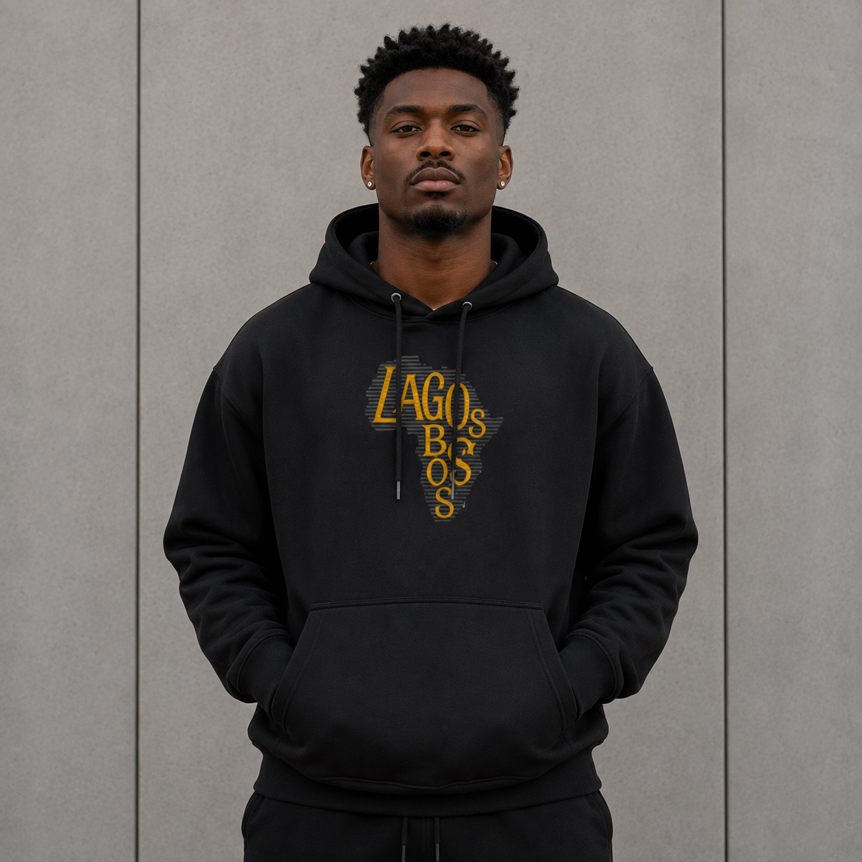 Lagos Boss Premium Organic Hoodie | Embroidered & Back Print Unisex Hoodie | Brandabubble