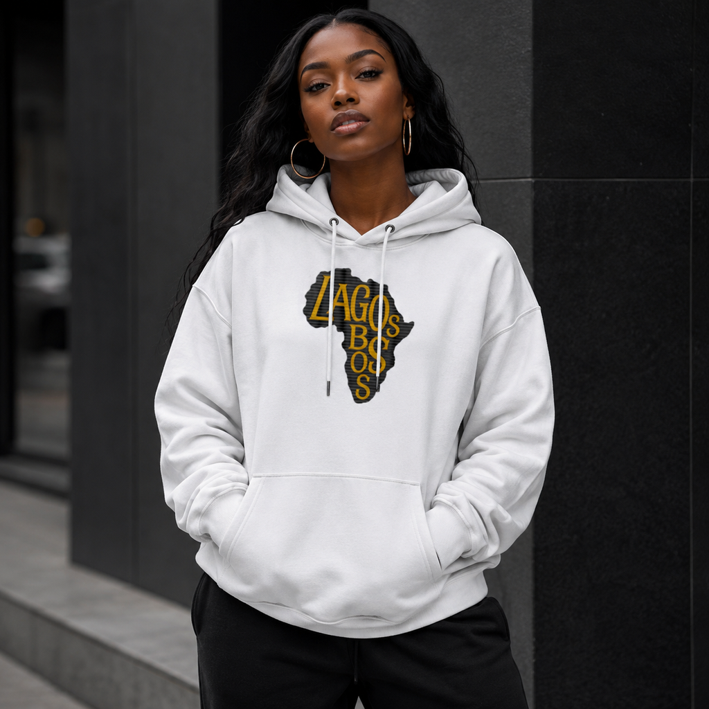 Lagos Boss Premium Organic Hoodie | Embroidered & Back Print Unisex Hoodie | Brandabubble