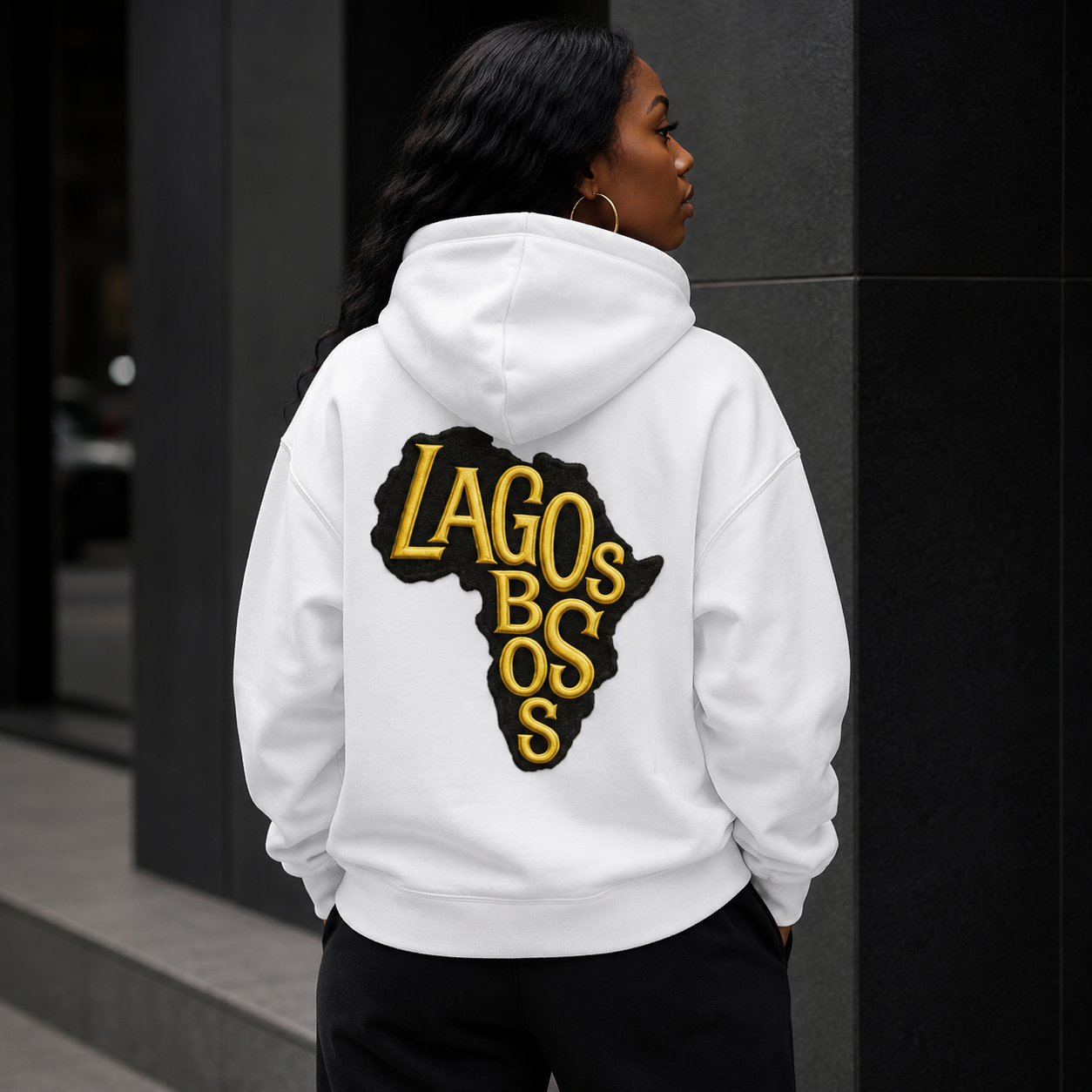 Lagos Boss Premium Organic Hoodie | Embroidered & Back Print Unisex Hoodie | Brandabubble