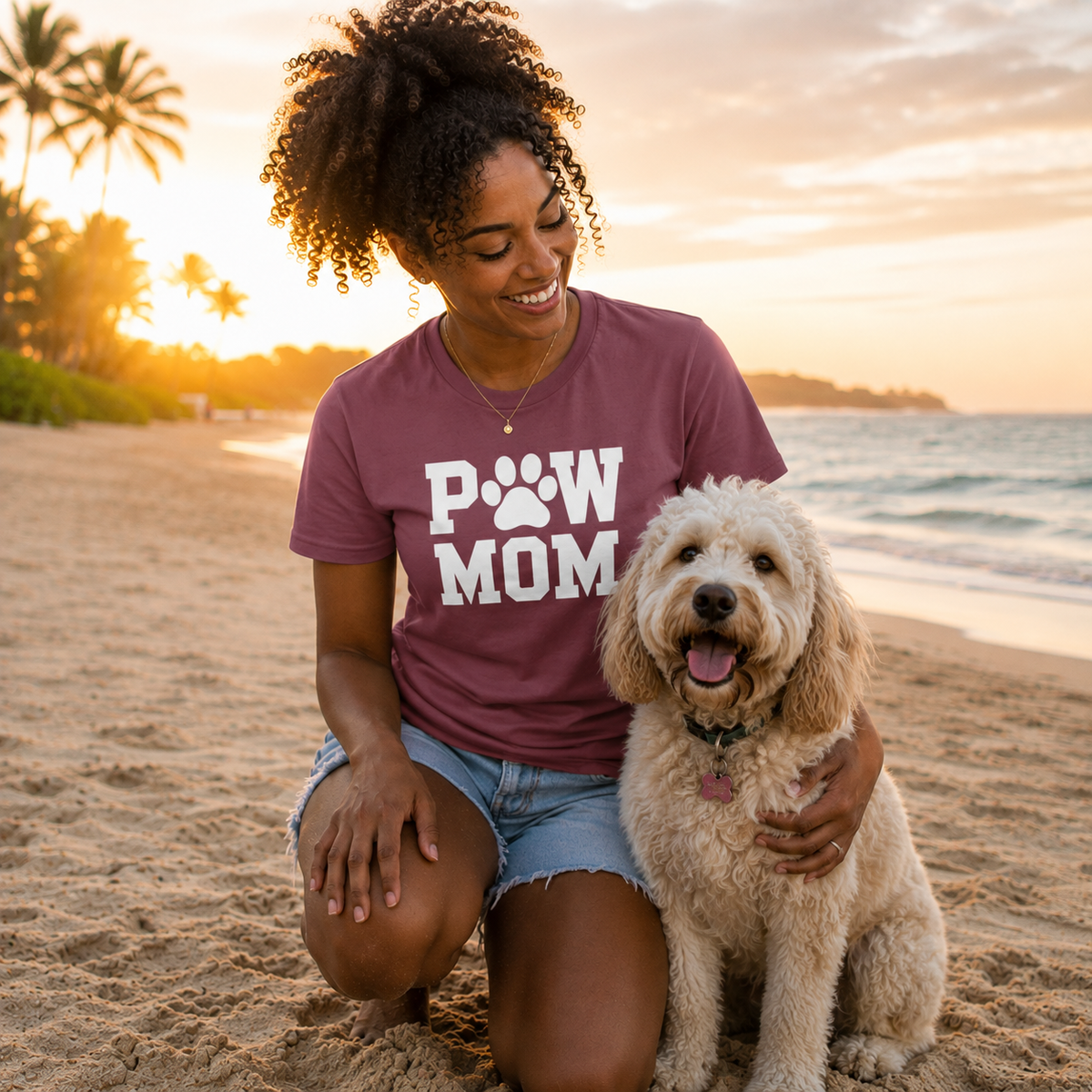 PAW MOM Premium Heavyweight T-Shirt | Unisex Dog & Pet Mom Tee | Brandabubble