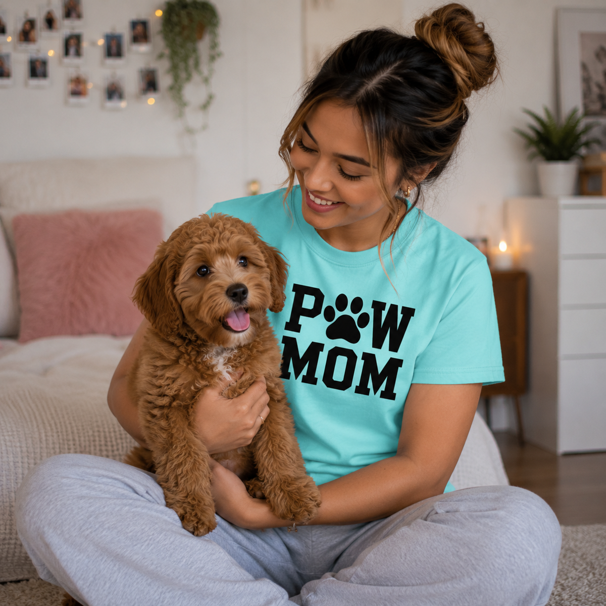 PAW MOM Premium Heavyweight T-Shirt | Unisex Dog & Pet Mom Tee | Brandabubble