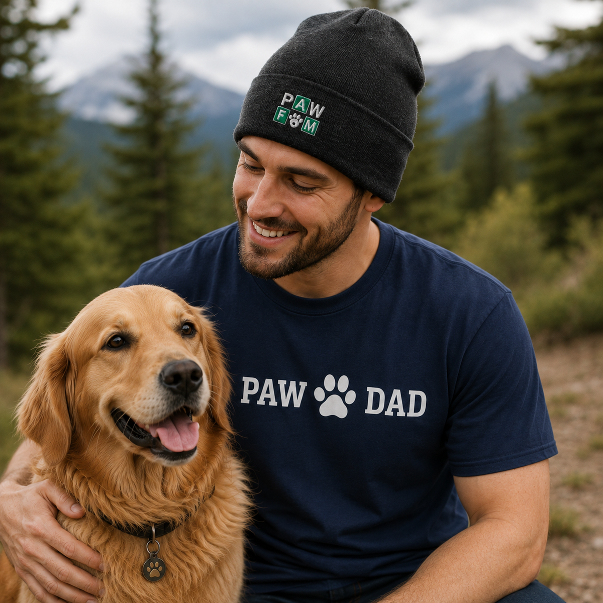 PAW FAM Dog Lover Premium 3D Puff Embroidered Cuffed Beanie | Unisex | Brandabubble