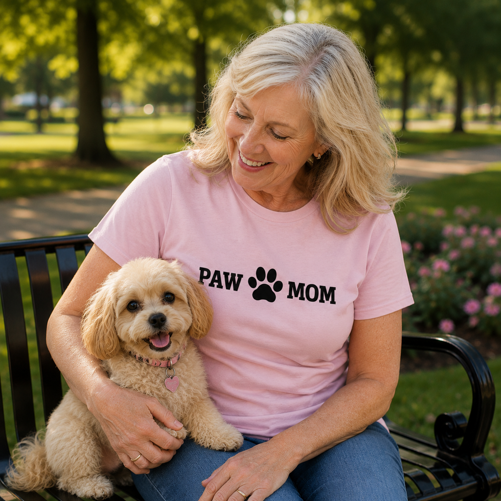 PAW MOM Premium Heavyweight Printed T-Shirt | Unisex Dog & Pet Mom Tee | Brandabubble