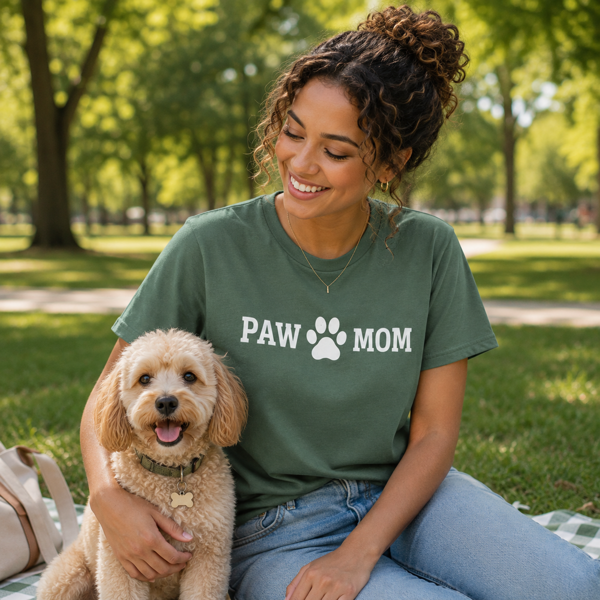 PAW MOM Premium Heavyweight Printed T-Shirt | Unisex Dog & Pet Mum Tee | Brandabubble
