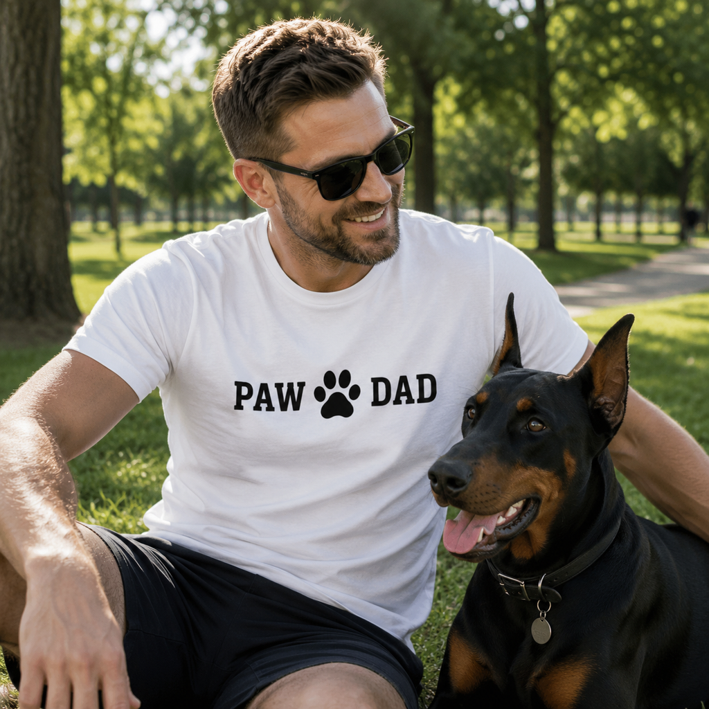 PAW DAD Premium Heavyweight Printed T-Shirt | Unisex Dog Dad Tee | Brandabubble
