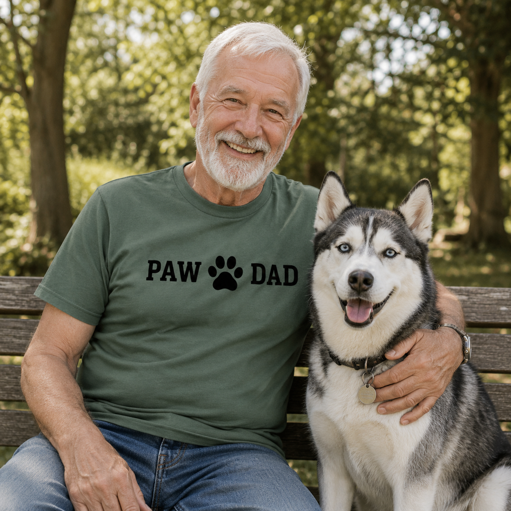 PAW DAD Premium Heavyweight Printed T-Shirt | Unisex Dog Dad Tee | Brandabubble