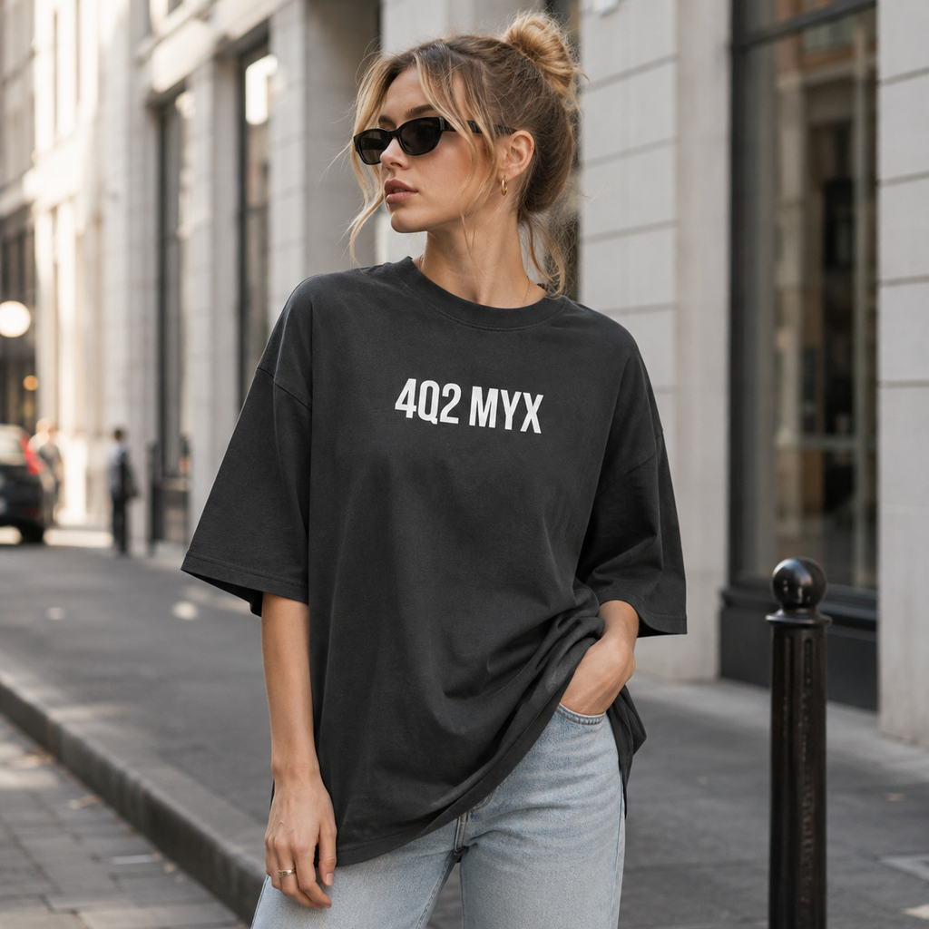 4Q2 MYX Unisex Oversized Faded T-Shirt | Premium Heavyweight Streetwear Tee | Brandabubble