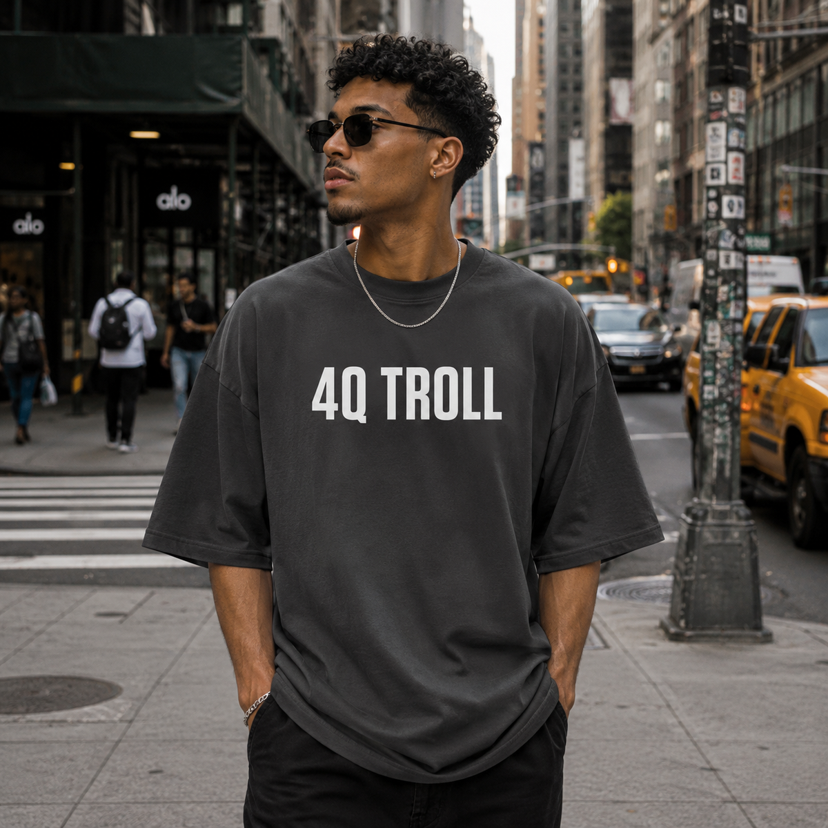 4Q Troll Oversized Faded T-Shirt | Premium Heavyweight Streetwear Tee | Brandabubble