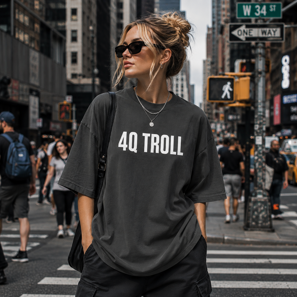 4Q Troll Oversized Faded T-Shirt | Premium Heavyweight Streetwear Tee | Brandabubble