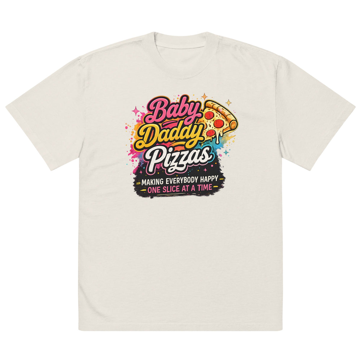 Baby Daddy Pizzas Premium Oversized Faded T-Shirt | 18+ Funny Streetwear Tee | Brandabubble - Brandabubble