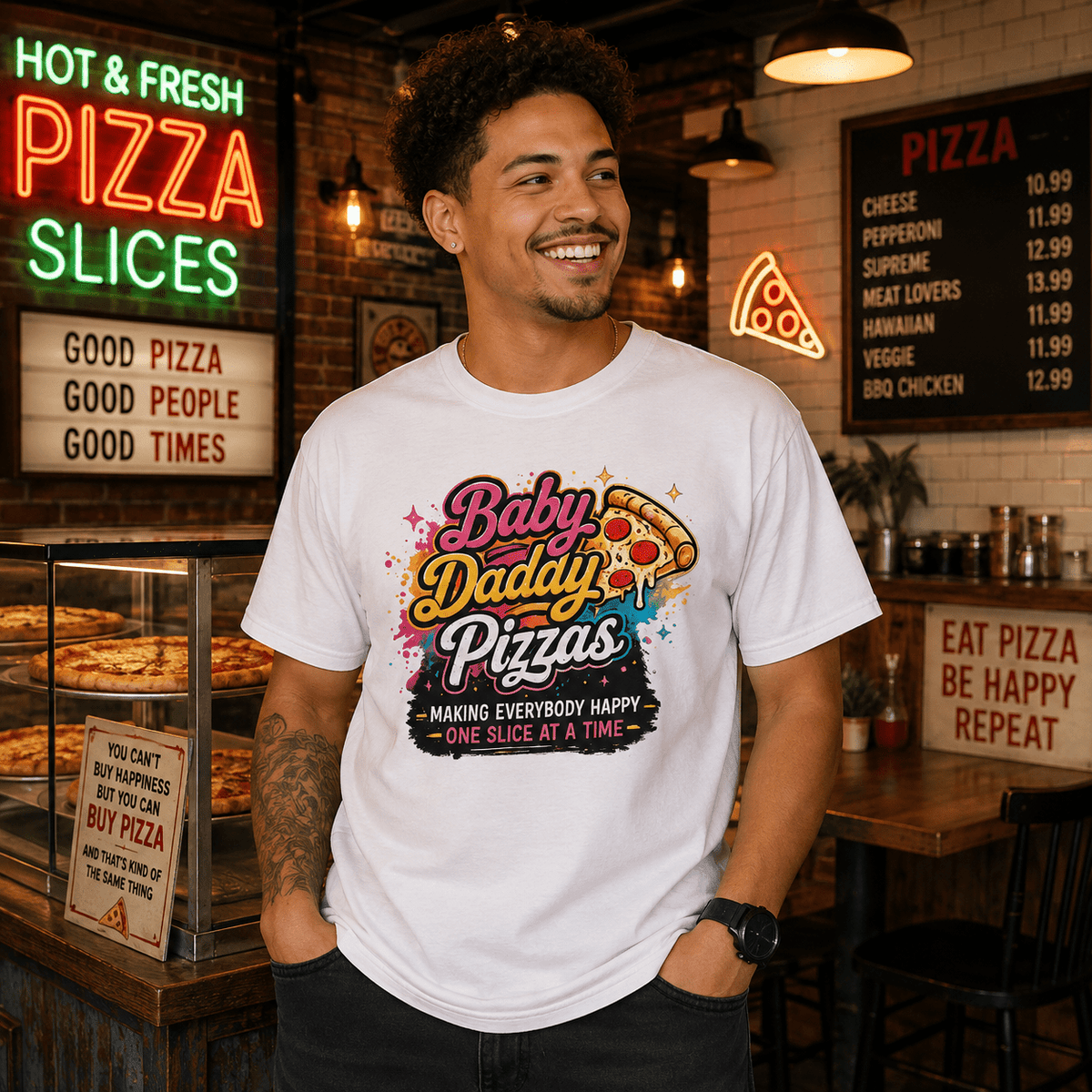 Baby Daddy Pizzas Premium Unisex Heavyweight T-Shirt | Garment-Dyed Cotton Tee | 18+ | Brandabubble - Brandabubble