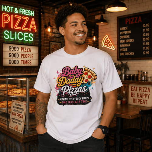 Baby Daddy Pizzas Premium Unisex Heavyweight T-Shirt | Garment-Dyed Cotton Tee | 18+ | Brandabubble - Brandabubble