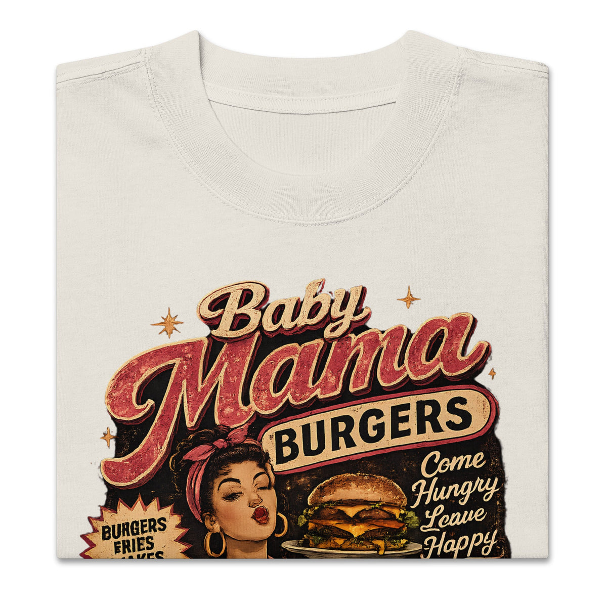 Baby Mama Burgers Premium Oversized Faded T-Shirt | 18+ Funny Streetwear Tee | Brandabubble - Brandabubble