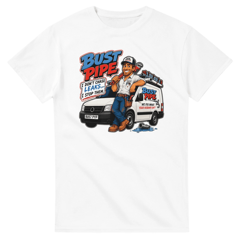 BUST PIPE Limited Edition Heavyweight Graphic T-Shirt - Premium Tradeswear - brandabubble