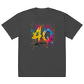 Colorful 4Q Statement Premium Oversized Faded T-Shirt | Unisex Streetwear Tee | Brandabubble - Brandabubble
