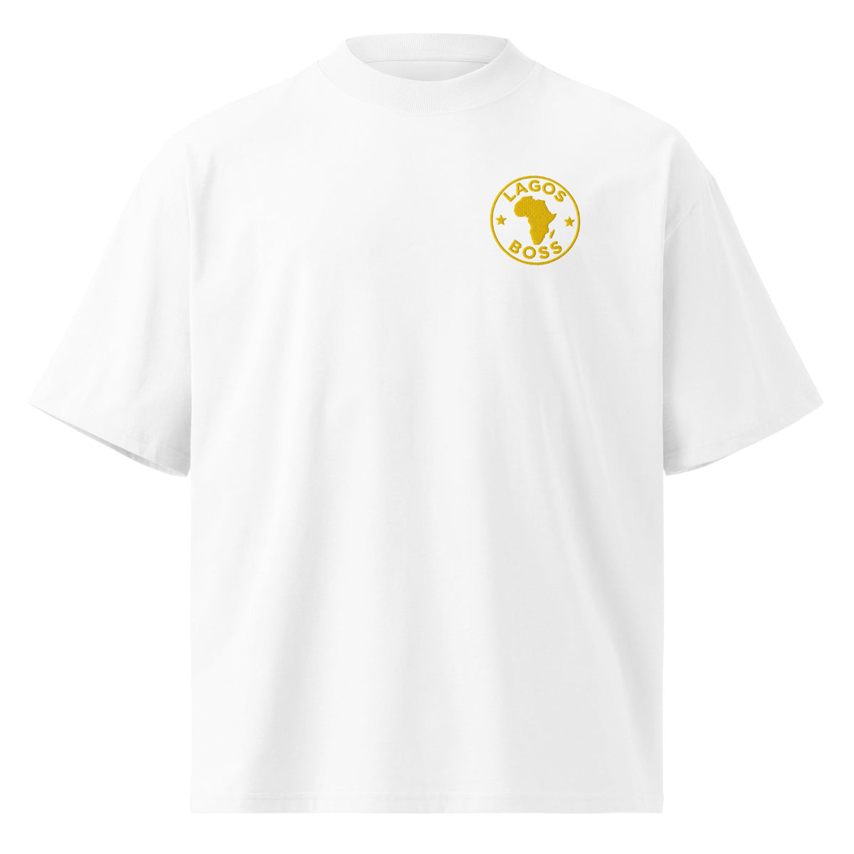Lagos Boss Premium Embroidered Unisex Organic Oversized High Neck T-Shirt | Limited Edition | Brandabubble - Brandabubble