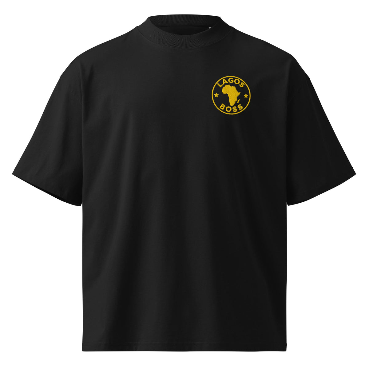 Lagos Boss Premium Embroidered Unisex Organic Oversized High Neck T-Shirt | Limited Edition | Brandabubble - Brandabubble
