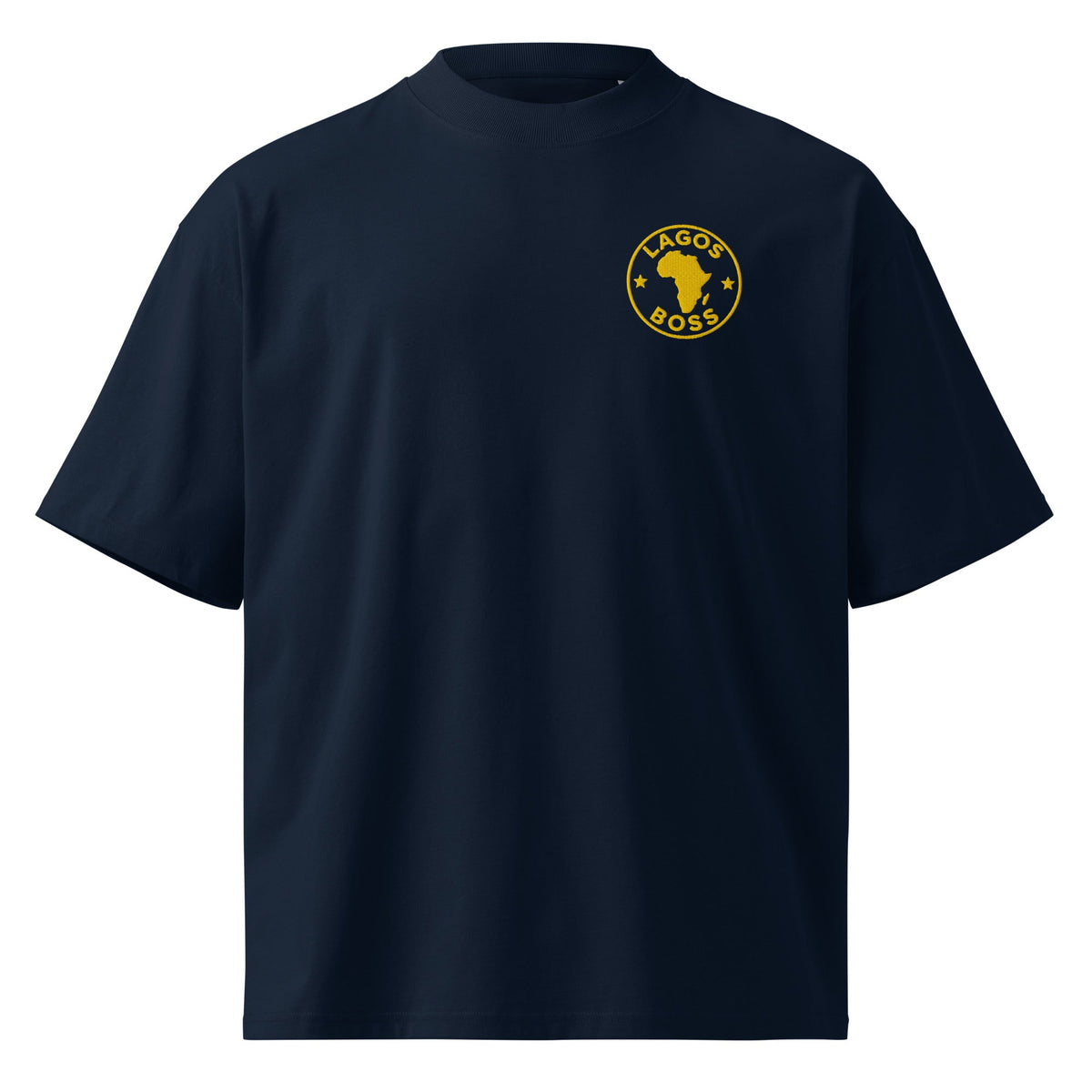 Lagos Boss Premium Embroidered Unisex Organic Oversized High Neck T-Shirt | Limited Edition | Brandabubble - Brandabubble