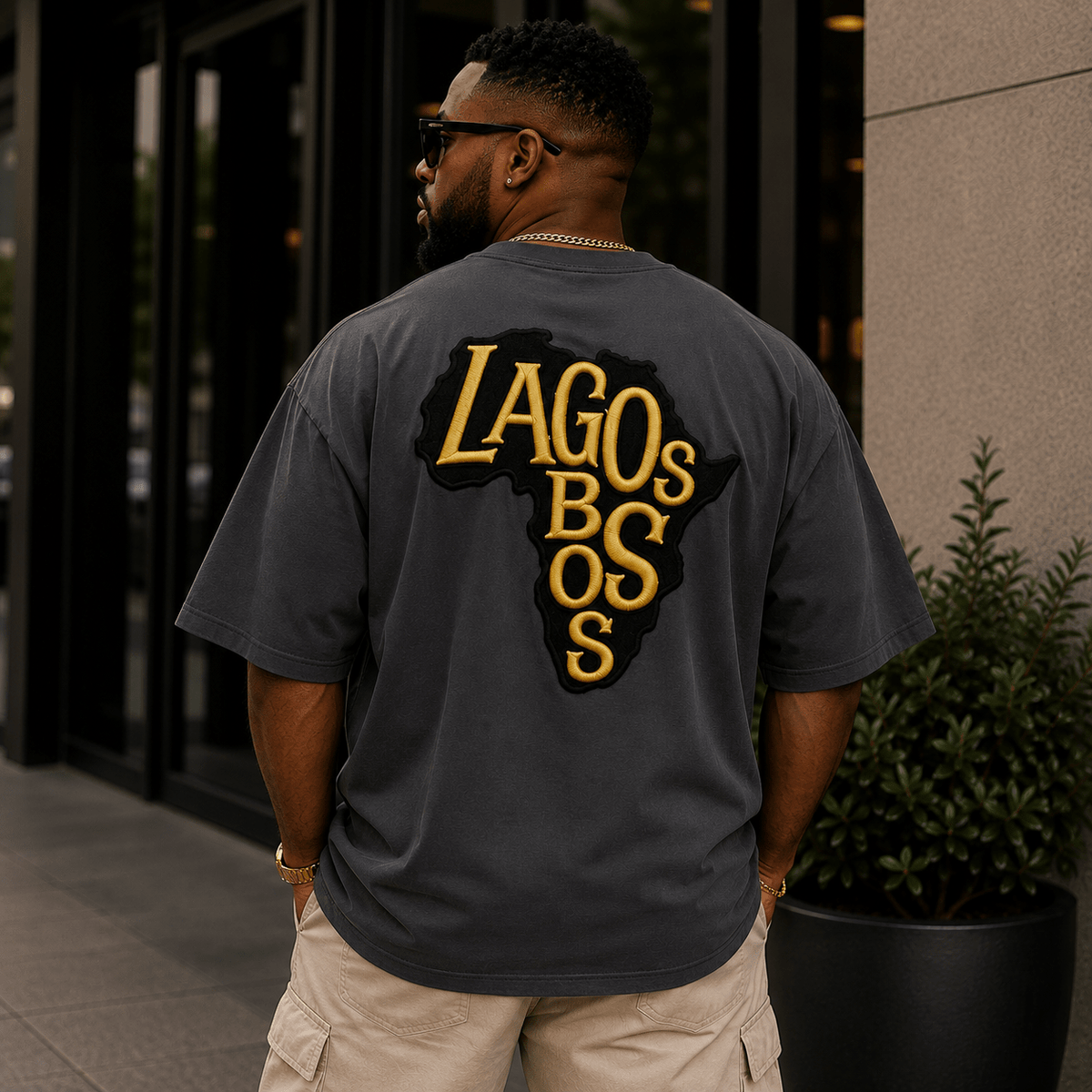 Lagos Boss Premium Men's Oversized Faded T-Shirt | AS Colour 5082 | Limited Edition | Brandabubble - Brandabubble
