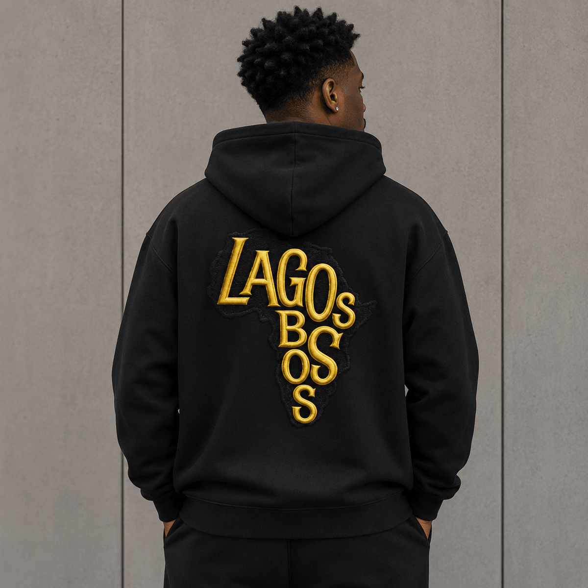 Lagos Boss Premium Organic Hoodie | Embroidered & Back Print Unisex Hoodie | Brandabubble - Brandabubble