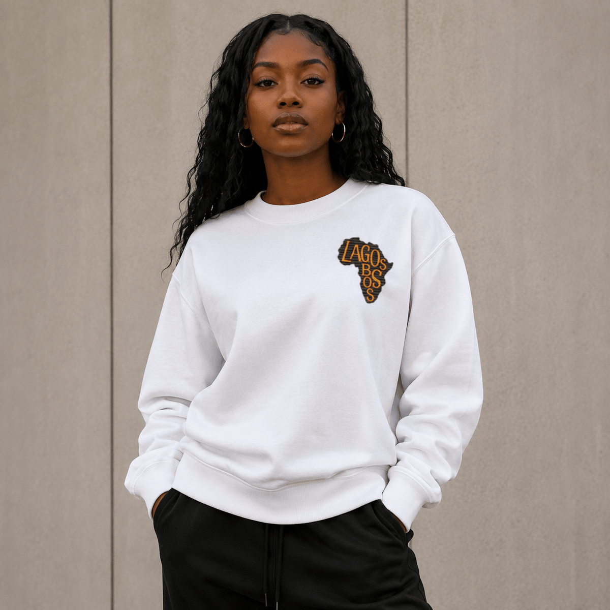 Lagos Boss Premium Organic Sweatshirt | Unisex Embroidered & DTF Streetwear | Brandabubble - Brandabubble