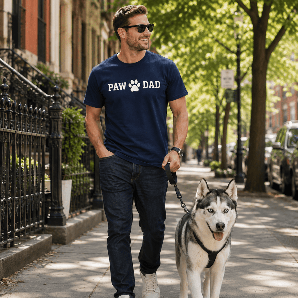 PAW DAD Premium Heavyweight Printed T-Shirt | Unisex Dog Dad Tee | Brandabubble - Brandabubble