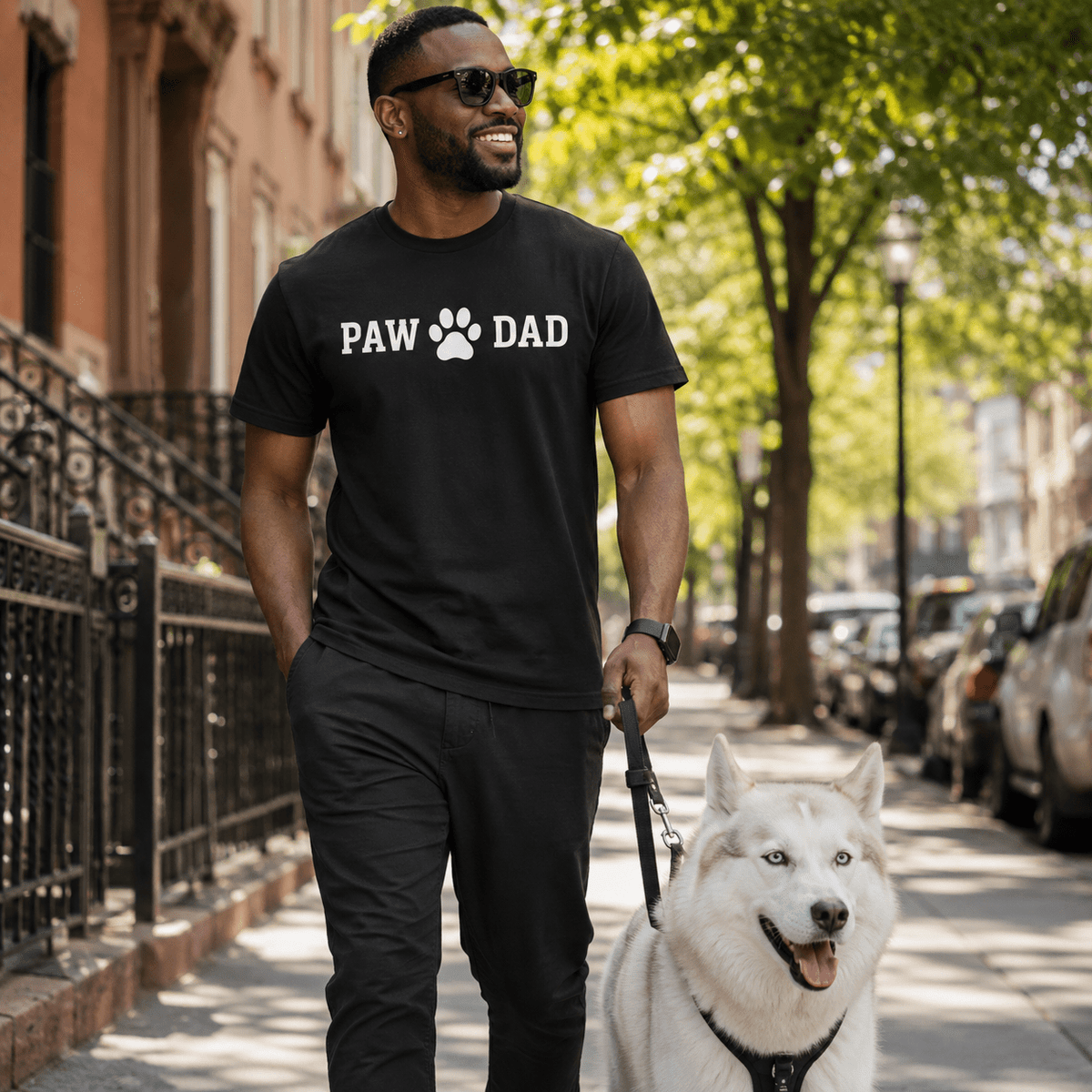 PAW DAD Premium Heavyweight Printed T-Shirt | Unisex Dog Dad Tee | Brandabubble - Brandabubble