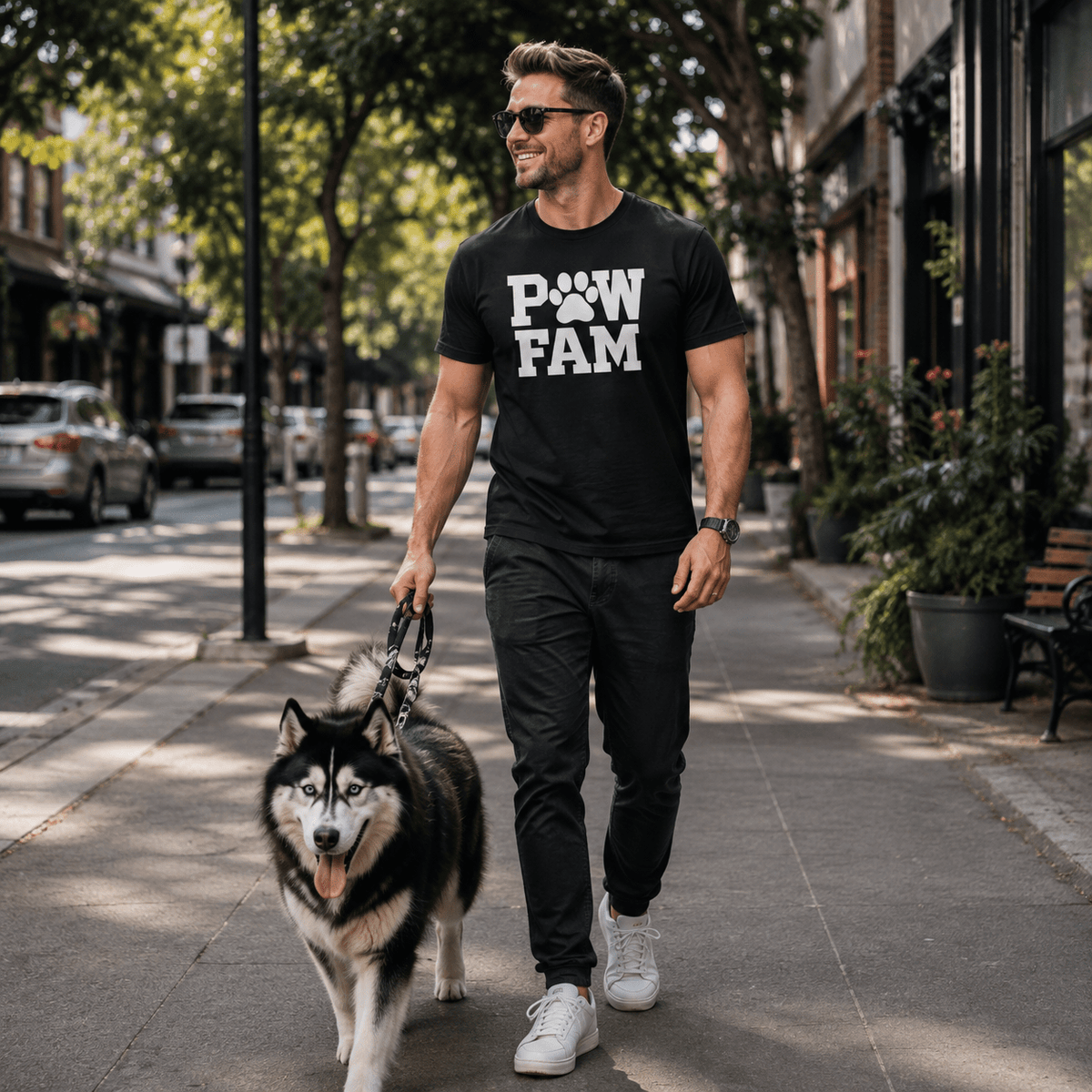 PAW FAM Classic Premium Heavyweight T-Shirt | Unisex Dog & Pet Lover Tee | Brandabubble - Brandabubble