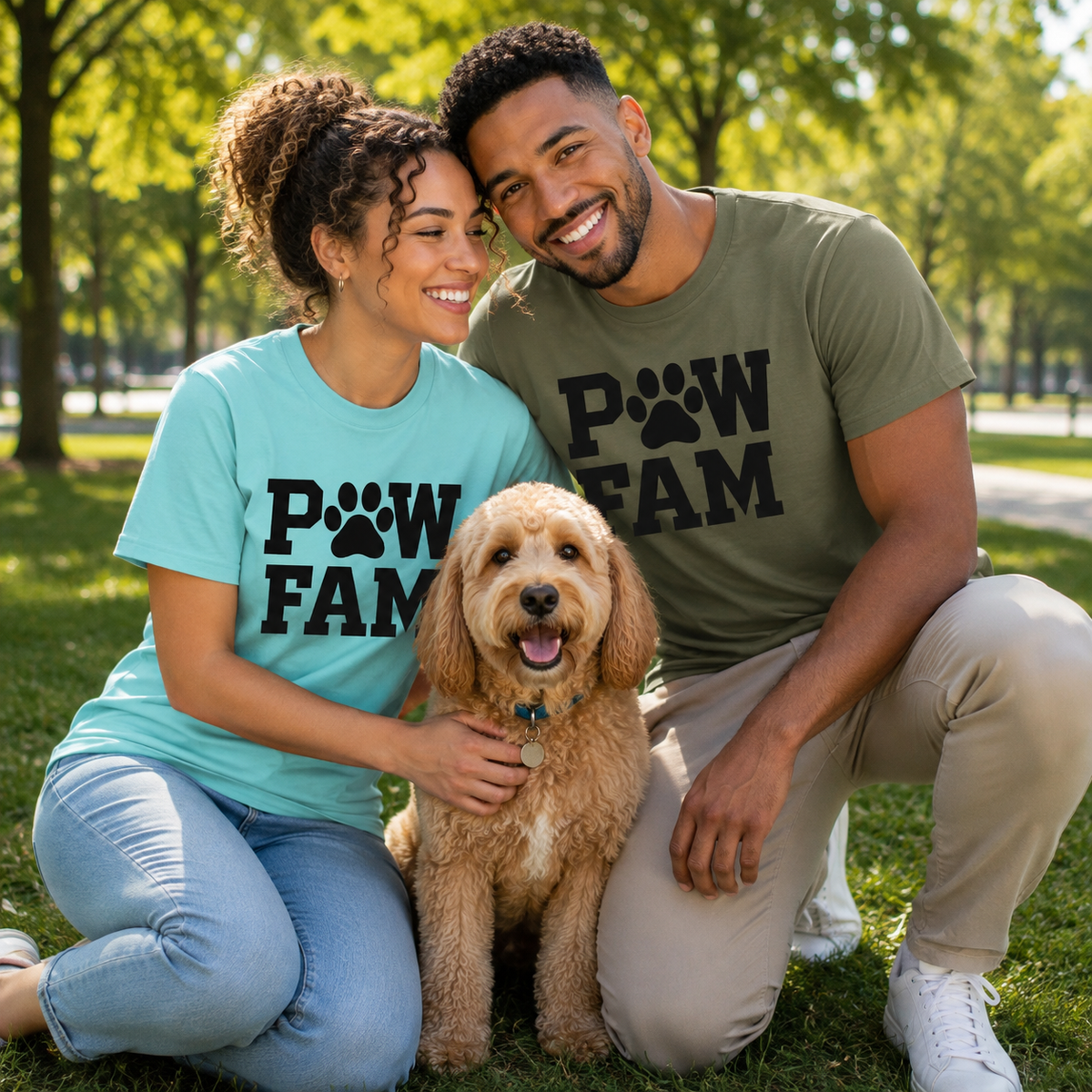PAW FAM Classic Premium Heavyweight T-Shirt | Unisex Dog & Pet Lover Tee | Brandabubble - Brandabubble