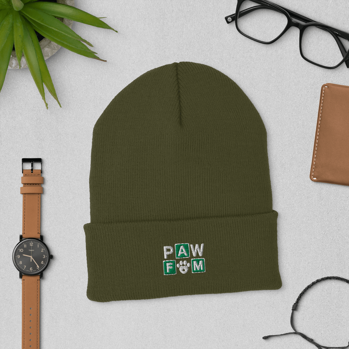 PAW FAM Dog Lover Premium 3D Puff Embroidered Cuffed Beanie | Unisex | Brandabubble - Brandabubble