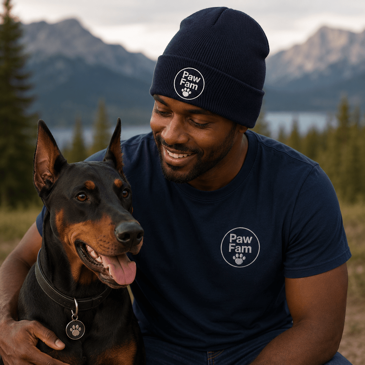 PAW FAM Dog Lover Premium 3D Puff Embroidered Cuffed Beanie | Unisex | Brandabubble - Brandabubble